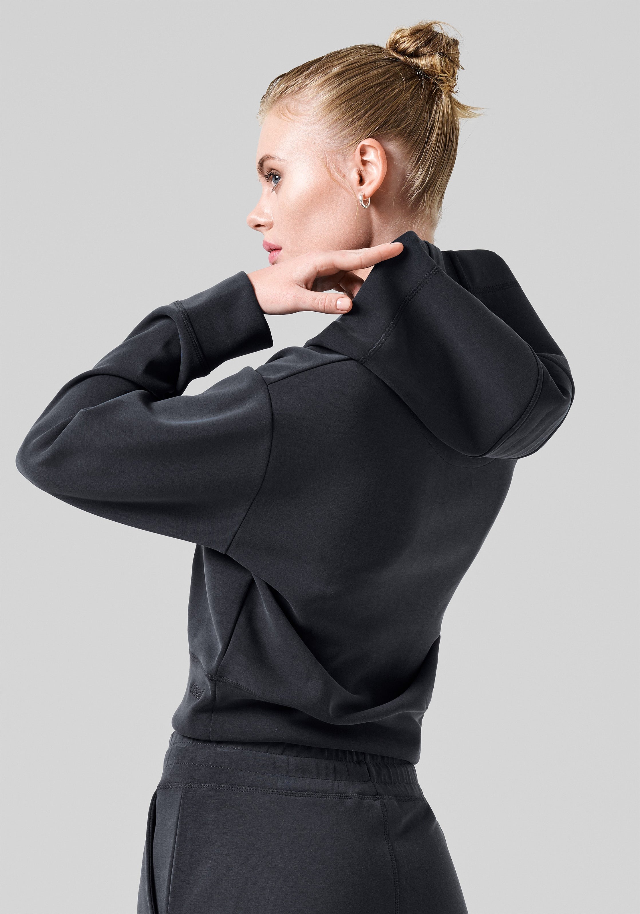 Peachy V-Neck Hoodie Dame Almost Black