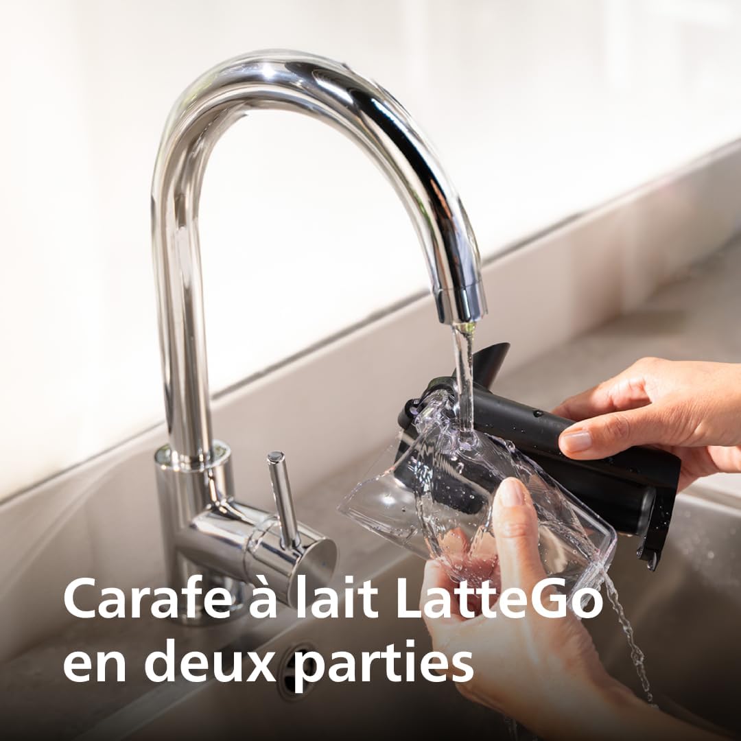 Philips Expresso broyeur Série 5500 – 20 Boissons Chaudes et Glacées, Carafe LatteGo facile à nettoyer, SilentBrew, QuickStart, Machine à café à grain Noir/Argent (EP5544/50)