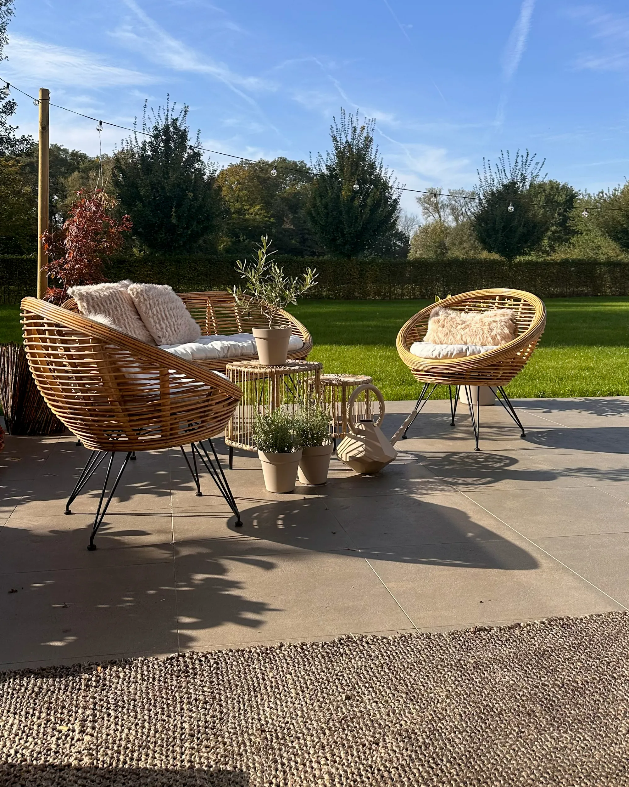 Tuin bankenset 4-zits MARATEA Rotan Natuurlijk
