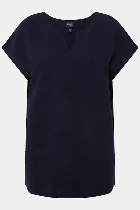 Sweatshirt, Wellenstruktur, Tunika-Ausschnitt, Halbarm