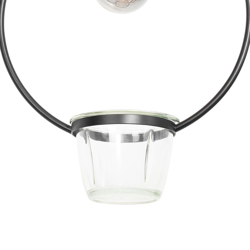 Moderne hanglamp zwart met glas rond - Roslini