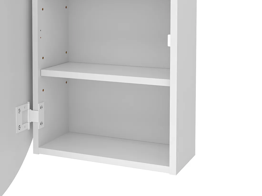 Armoire murale de salle de bain ovale avec miroir - Blanc - RURI