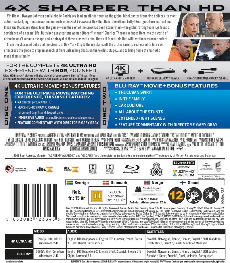 Fast And Furious 8 - 4K Ultra HD Blu-Ray