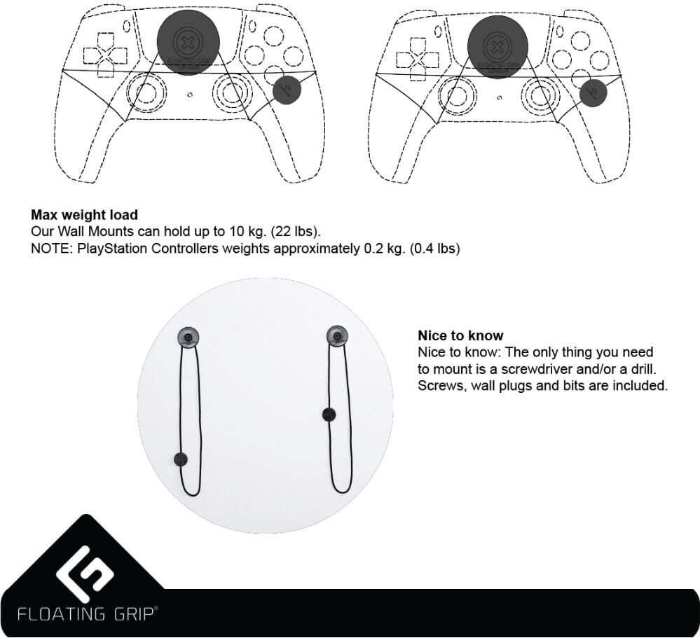 Floating Grip - Smart Wall Mount Til PS5 Og Controller - Sort