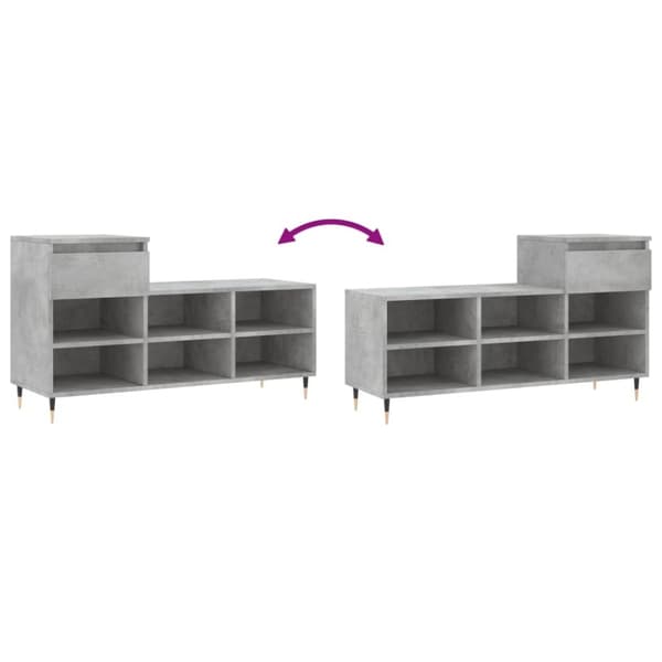 vidaXL Skoskap betonggrå 102x36x60 cm konstruert tre