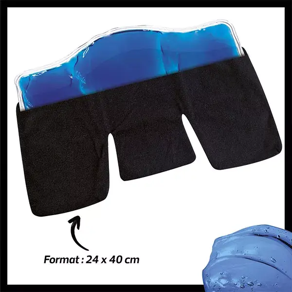 Almofada de gel térmico Actipoche para contraturas dos músculos cervicais e trapézios.