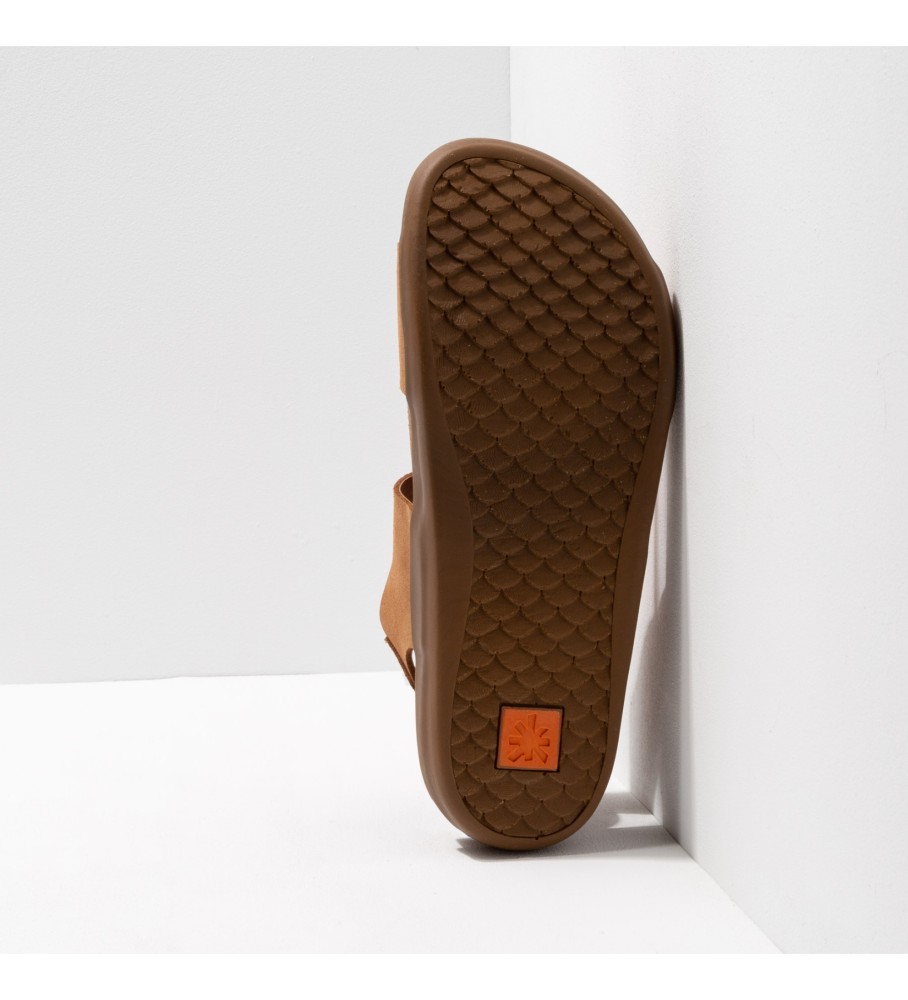 Sandálias Art Leather com dorso em couro Biarritz cor camelo