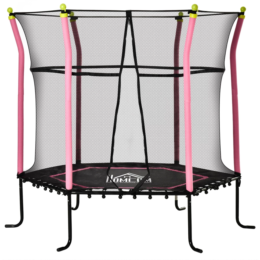 HOMCOM Trampolin mit Sicherheitsnetz schwarz, rosa