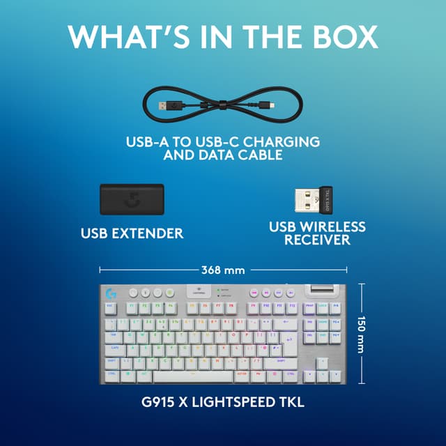 Logitech G915 X Lightspeed TKL trådløst taktilt gamingtastatur (hvid)
