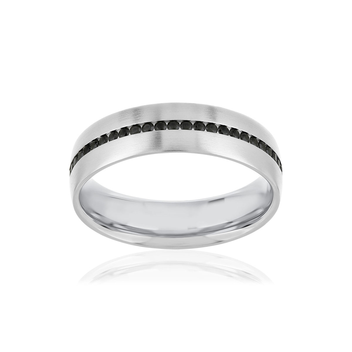 Alliance or 750 blanc diamants noirs