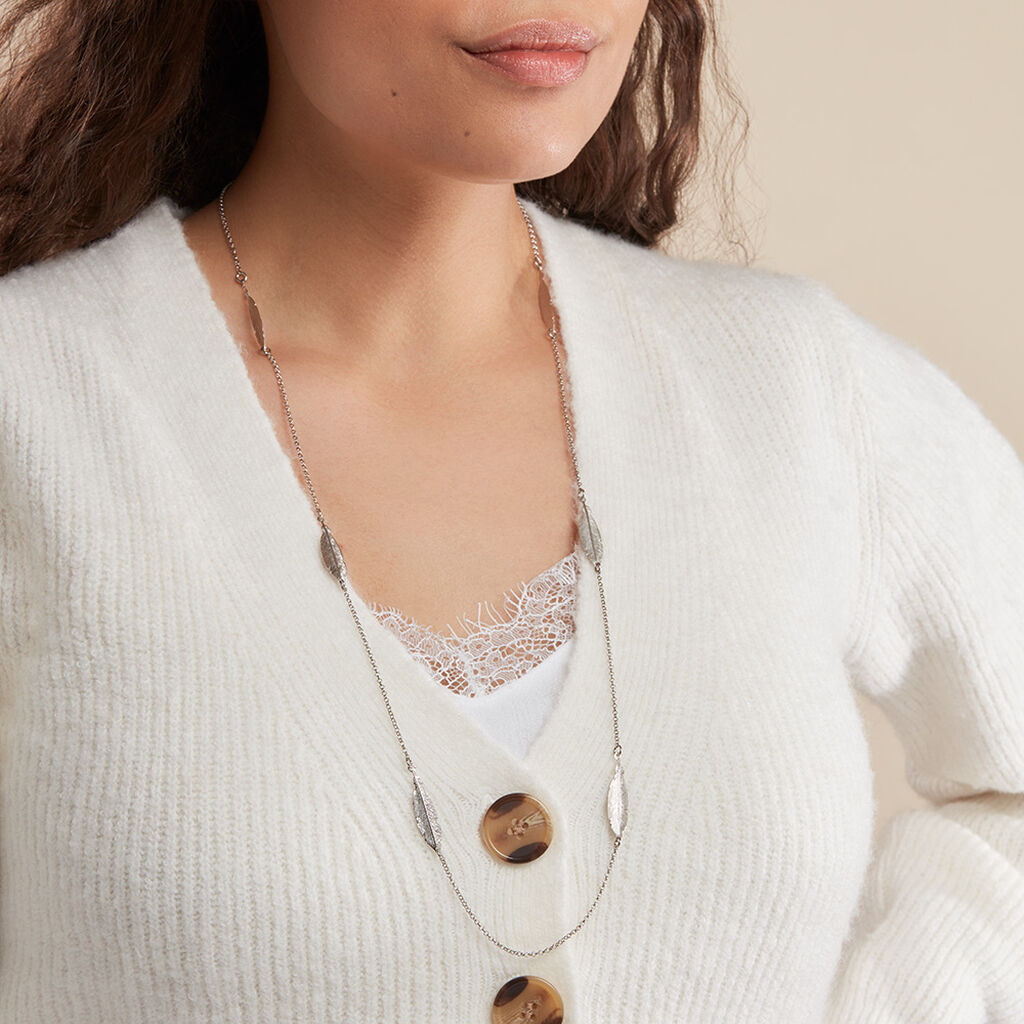 Collier Sautoir Euriell Argent Blanc