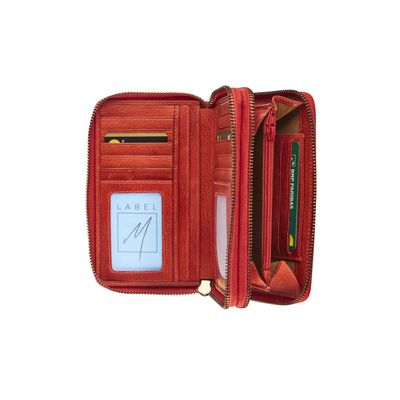 Porte-monnaie double fermeture éclair Savannah - rouge - label M