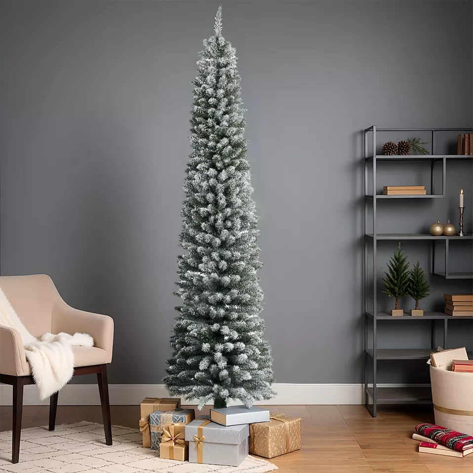 Sapin artificiel de Noël Narrow H300 cm Vert enneigé