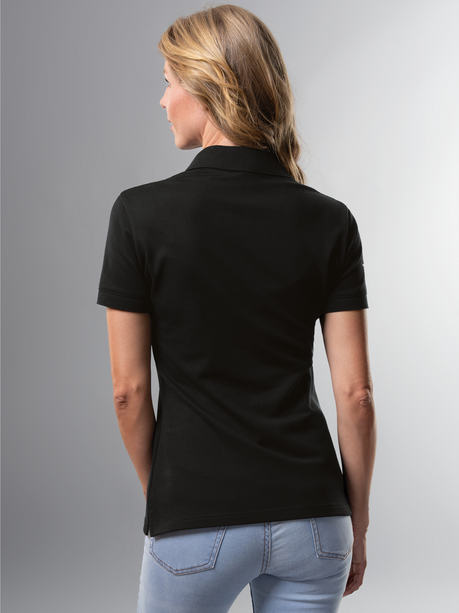 Poloshirt mit Kristallsteinen Schwarz