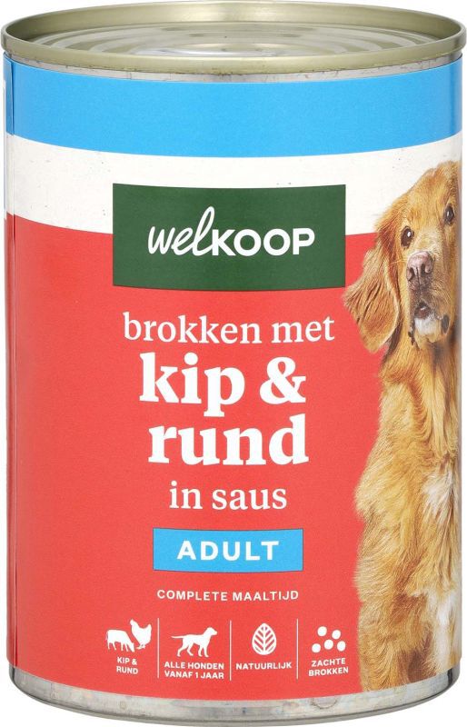 Welkoop Brokken in gelei - Hondenvoer - 400 Gram - Rund/Kip
