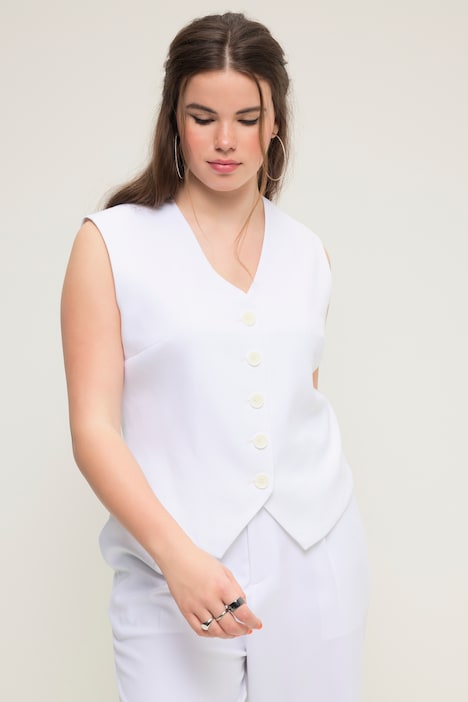 Anzug-Weste, Fitted Fit, V-Ausschnitt, Spitzsaum, Komplettfutter