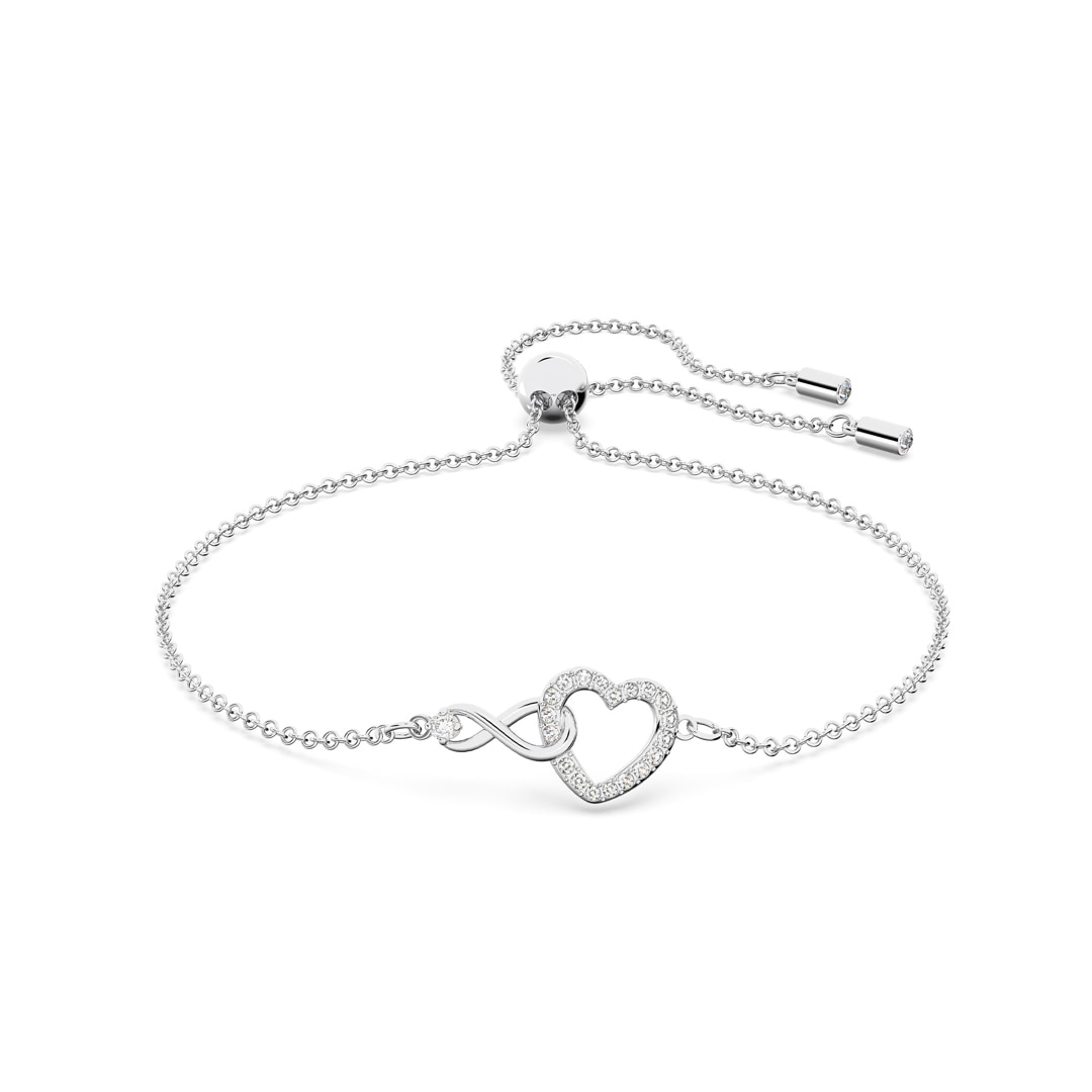 Swarovski Infinity Heart Armband, weiss, rhodiniert