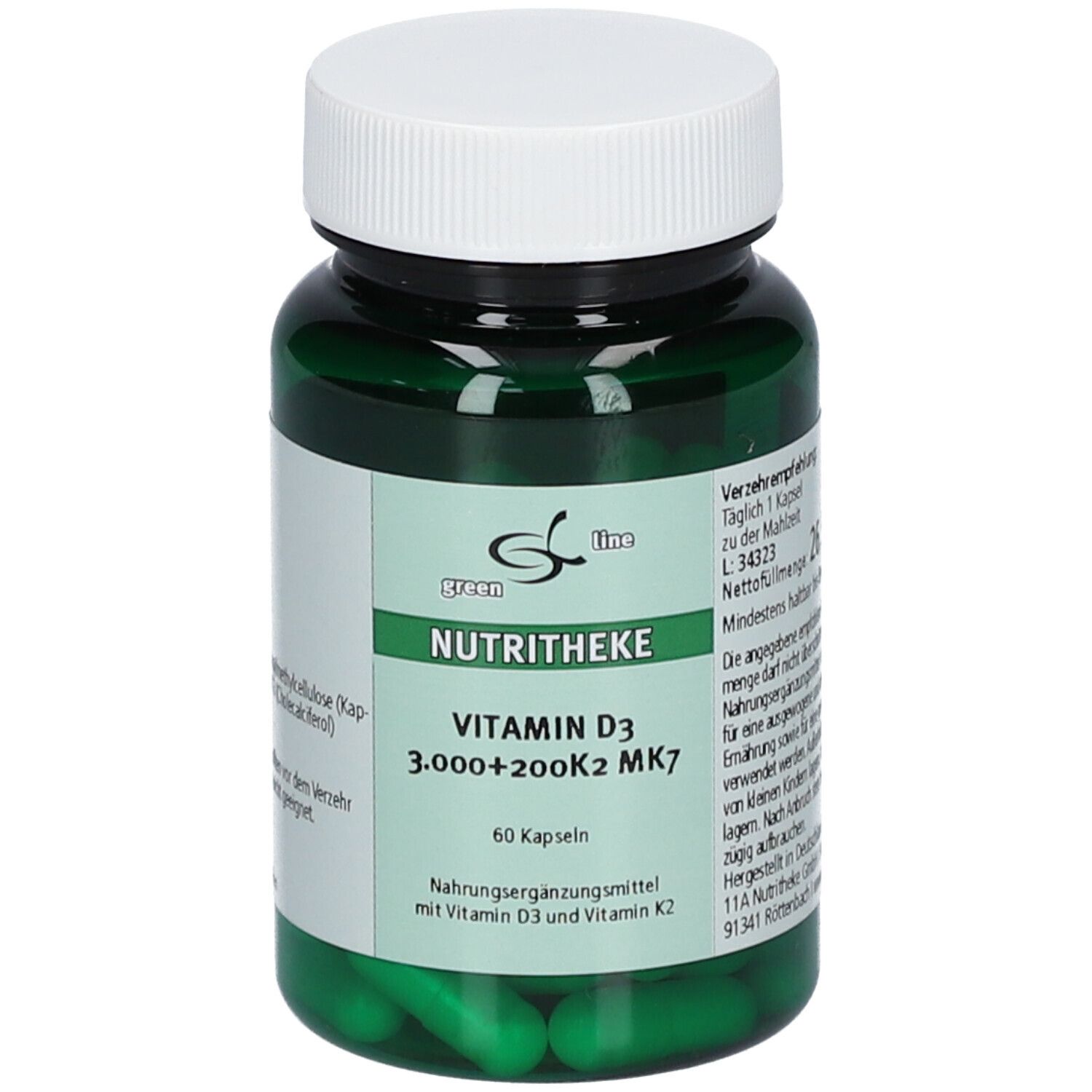 green line NUTRITHEKE Vitamin D3 3000 +200 K2 MK9