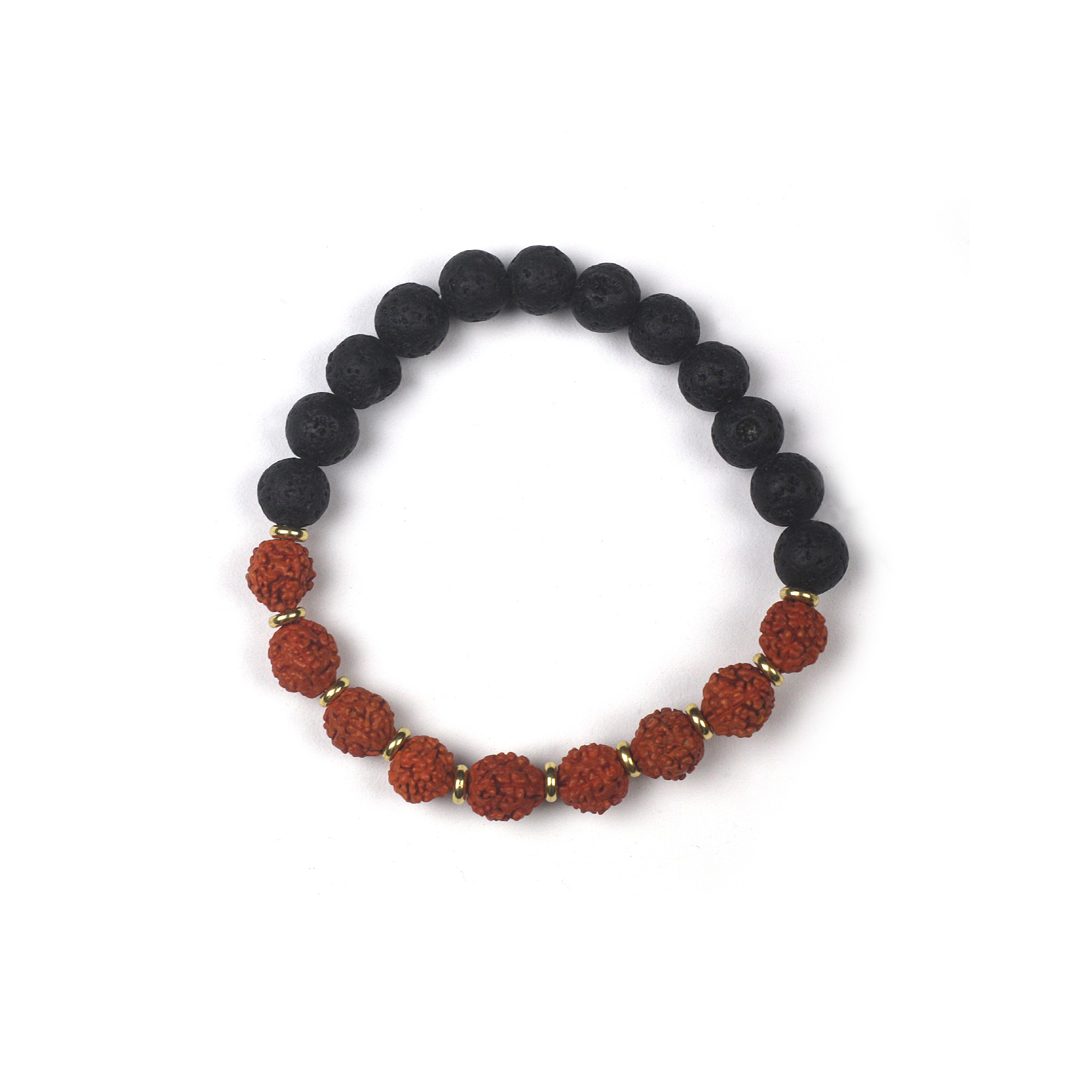 Armband 'Rudraksha & Lavastein', mit Messingelementen in Geschenkbox günstig bestellen