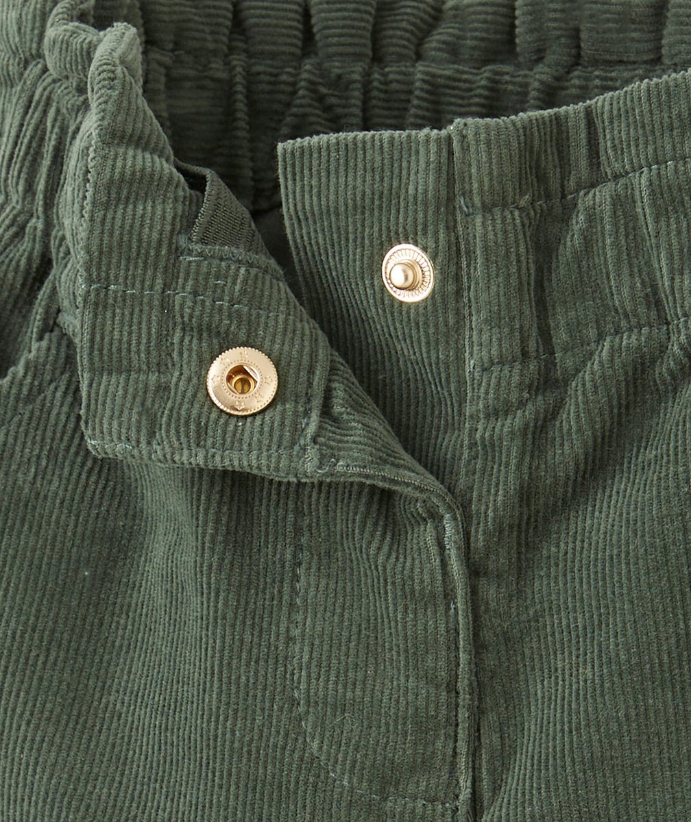 PANTALON RELAX BÉBÉ FILLE EN VELOURS VERT CÔTELÉ