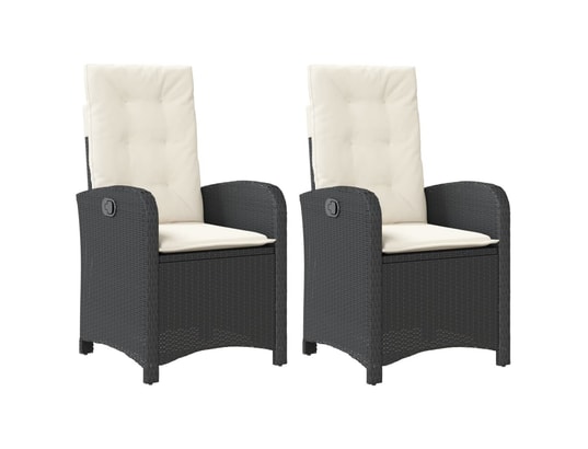 VIDAXL - Chaises inclinables de jardin lot de 2 et coussins noir roti...