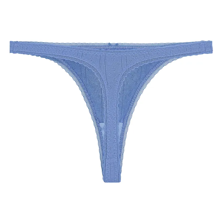 Cou Cou Intimates String Pointelle Coton Bio | Bleu gris