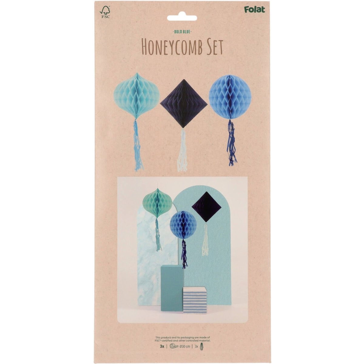 Blauwe Honeycombs 30cm 3st