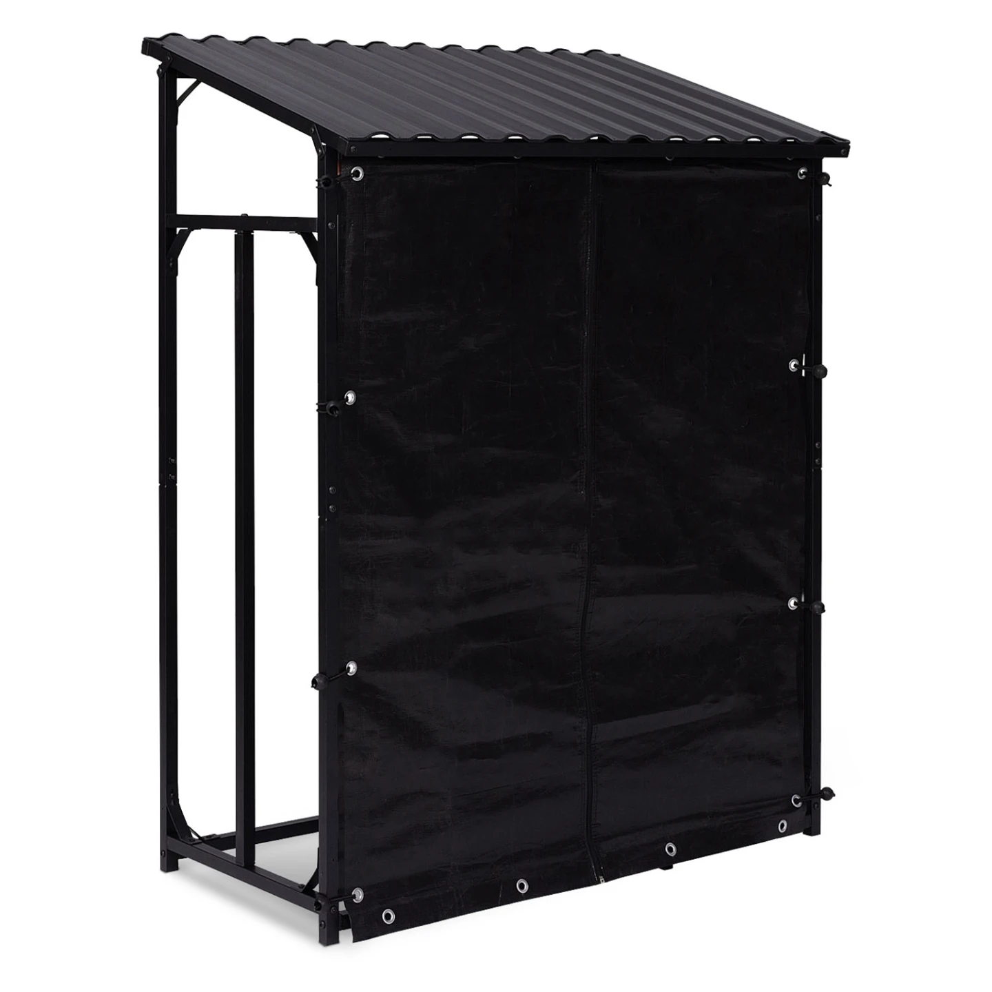 Abri de stockage en acier galvanisé pour bûches L.111 cm avec housse de protection 150 gr