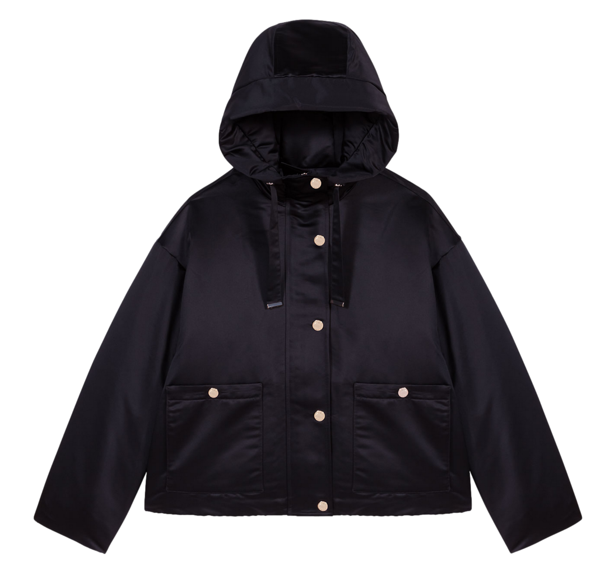 Manteau court à capuche| Noir