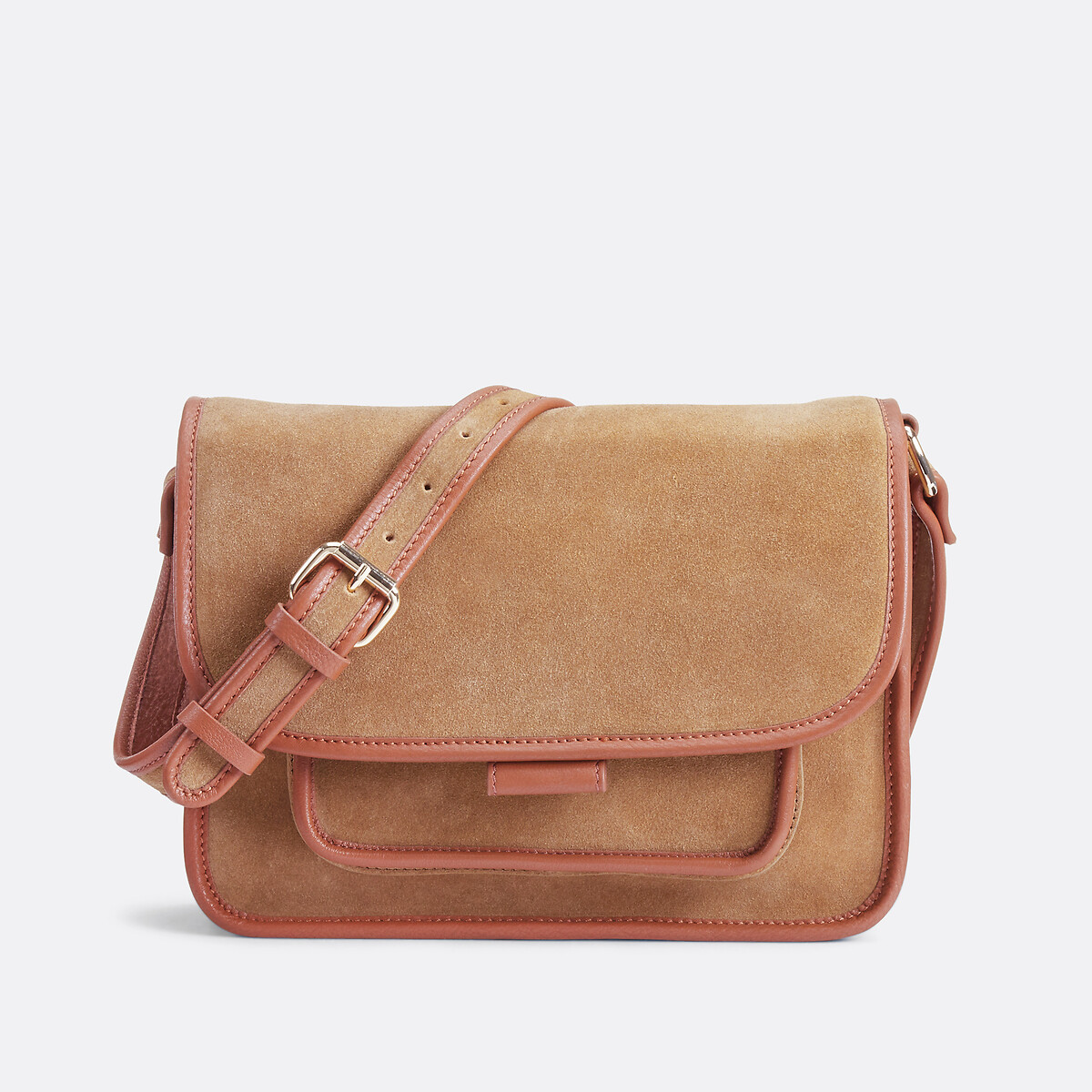 COLEÇÕES LA REDOUTE<br>Bolsa de ombro em couro em 2 tecidos Signature SYLVETTE
