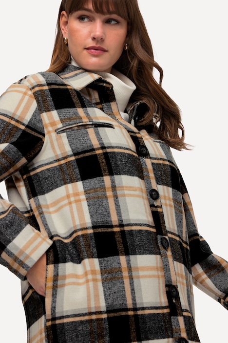 Overshirt, Flanell, Hemdkragen, Oversized, Langarm