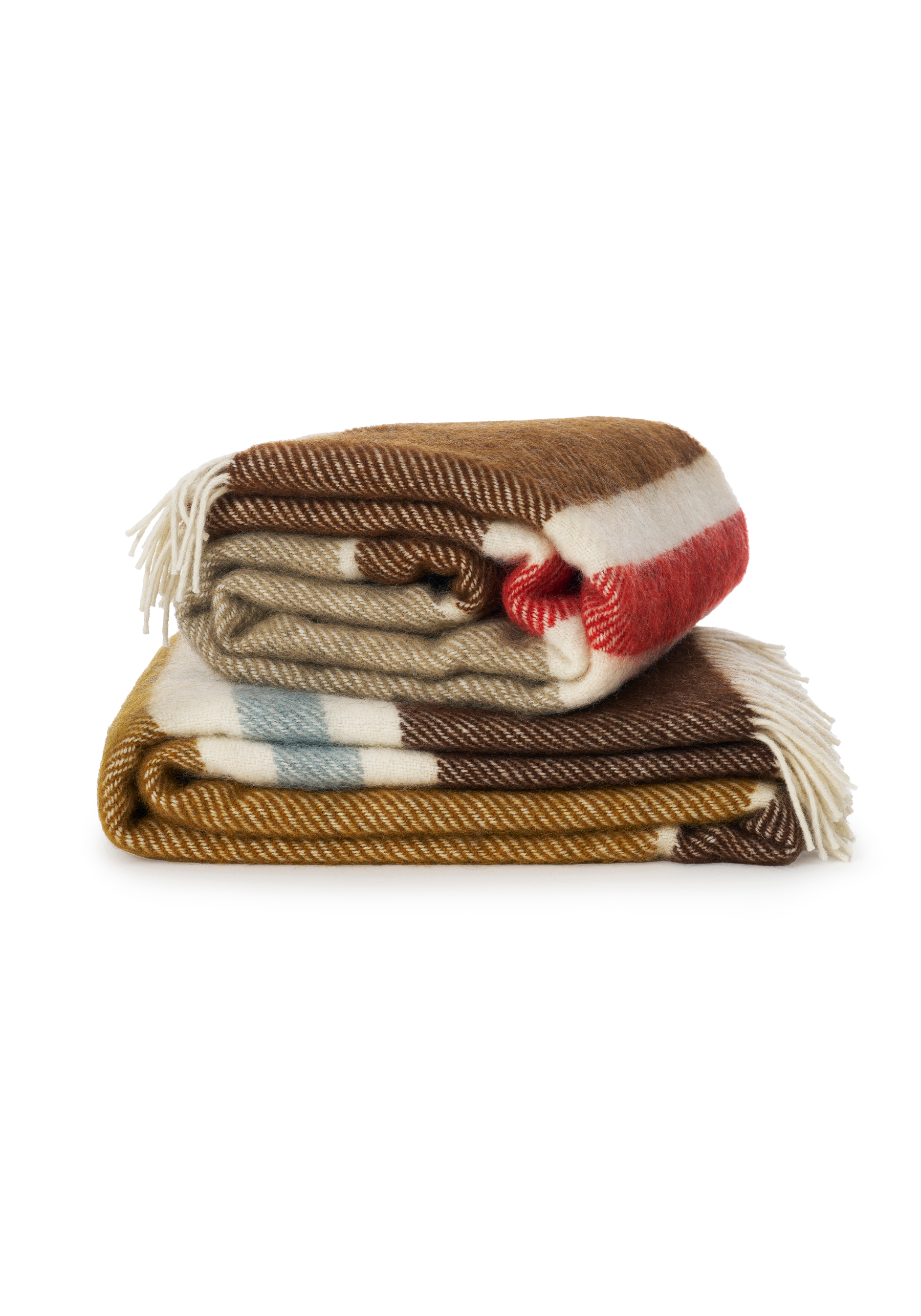Klippan Yllefabrik Wolldecke Gotland Stripe Walnut/Caramel/Blue