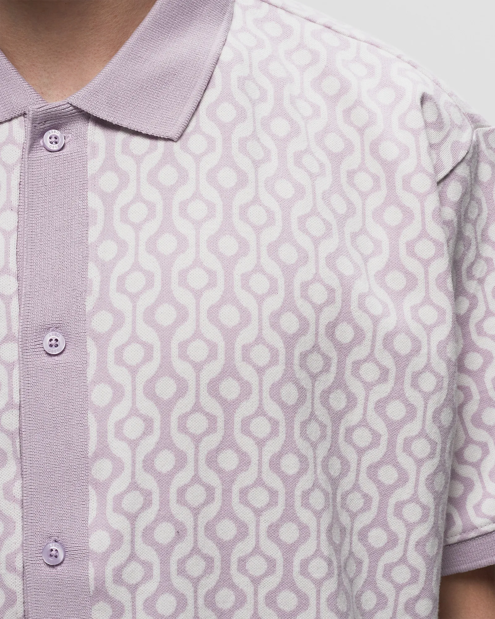 Obey Testament button front polo ss
