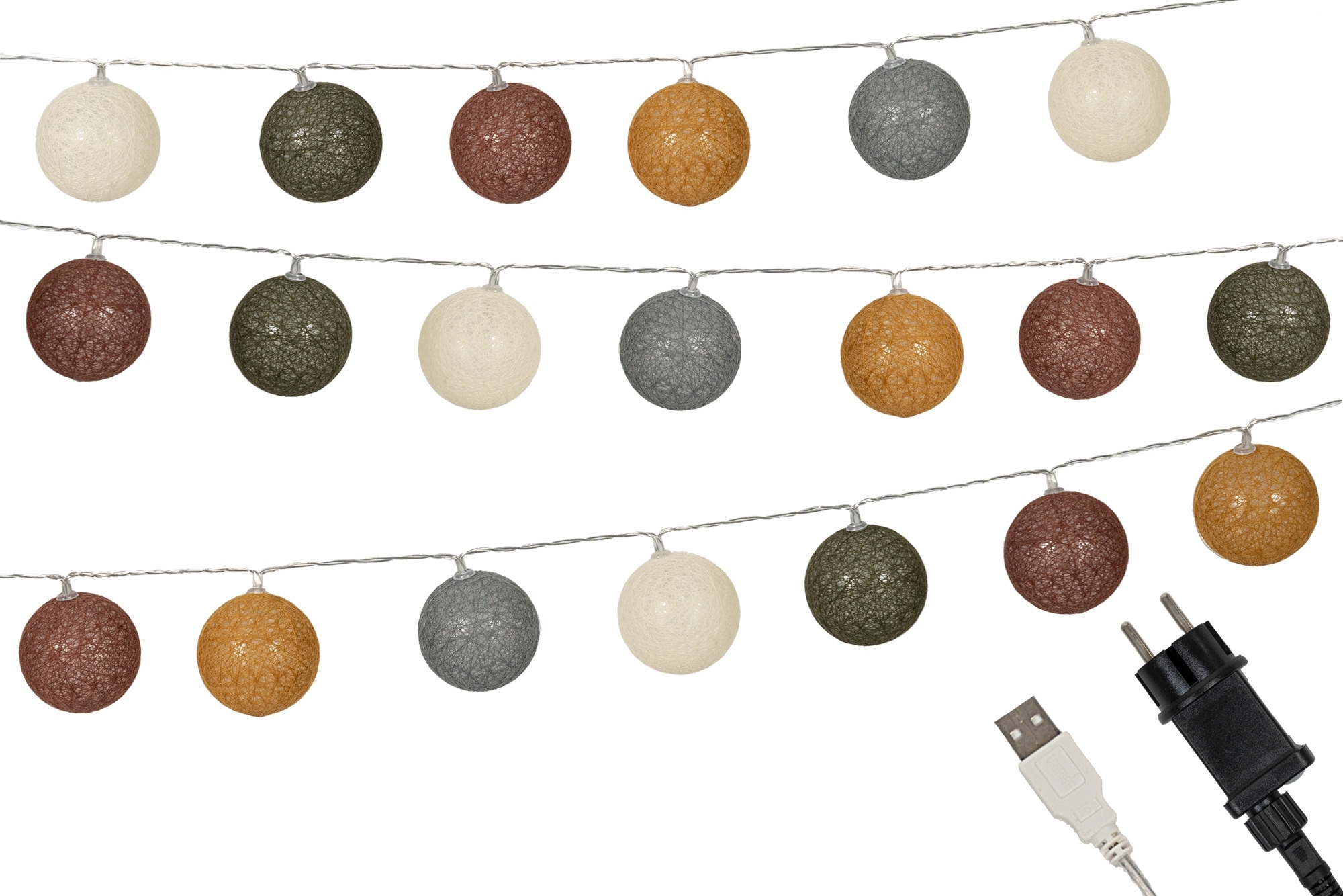 Berger Cotton Sphere Lichterkette 20 LED Kugeln (Länge 2,3 m)
