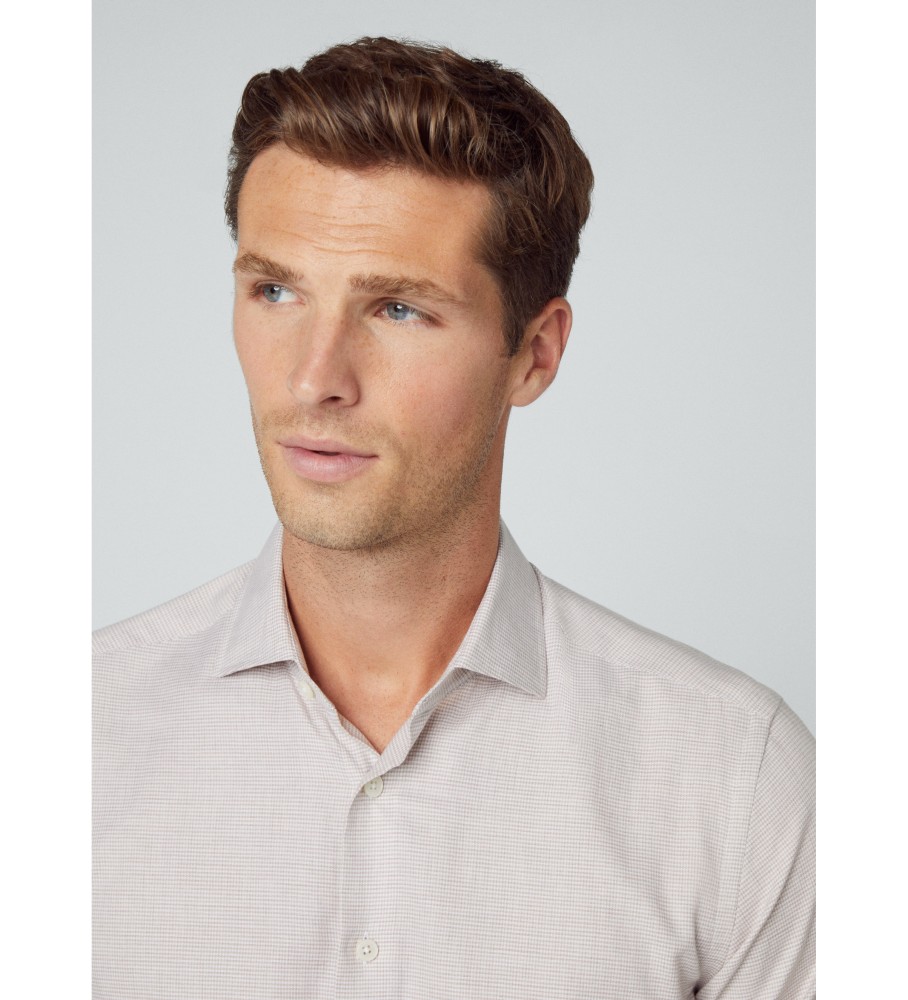 Camisa Hackett Brushed Puppytooth taupe