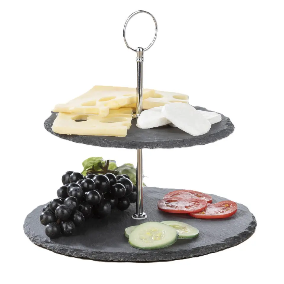 HI Etagere - leisteen - 2-laags - diameter 20 en 25 cm