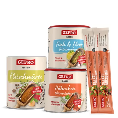 Grill-Kombo Set: 3 Würzen + 2 Salatdressing Sticks gratis dazu
