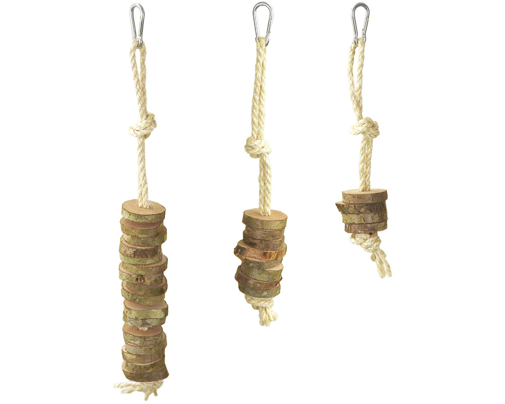 Jouet rondelles en bois 8 rondelles • pour perroquets, kakarikis, perruches et oiseau exotiques