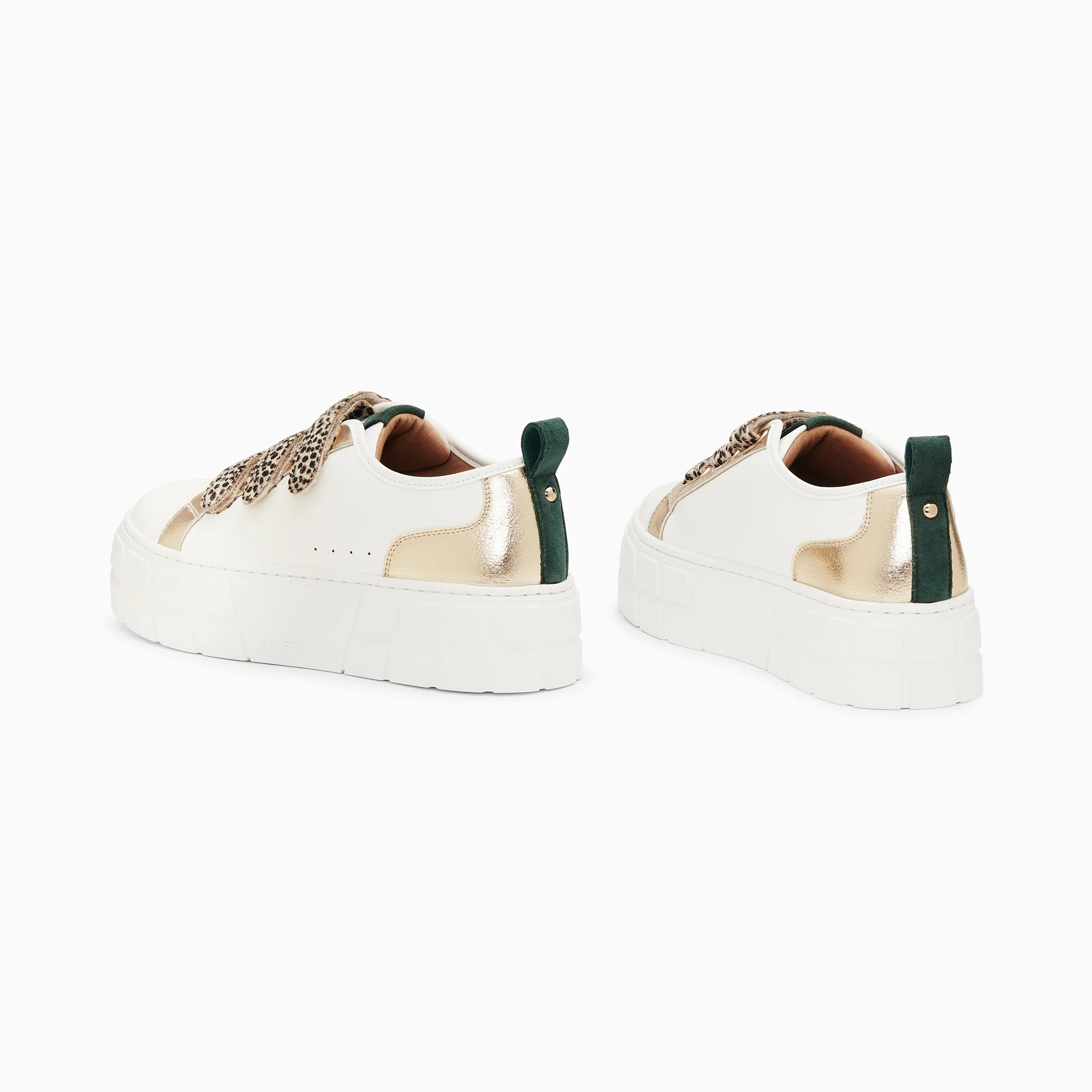 Sneakers-Baskets Bridget or et guépard à plateforme