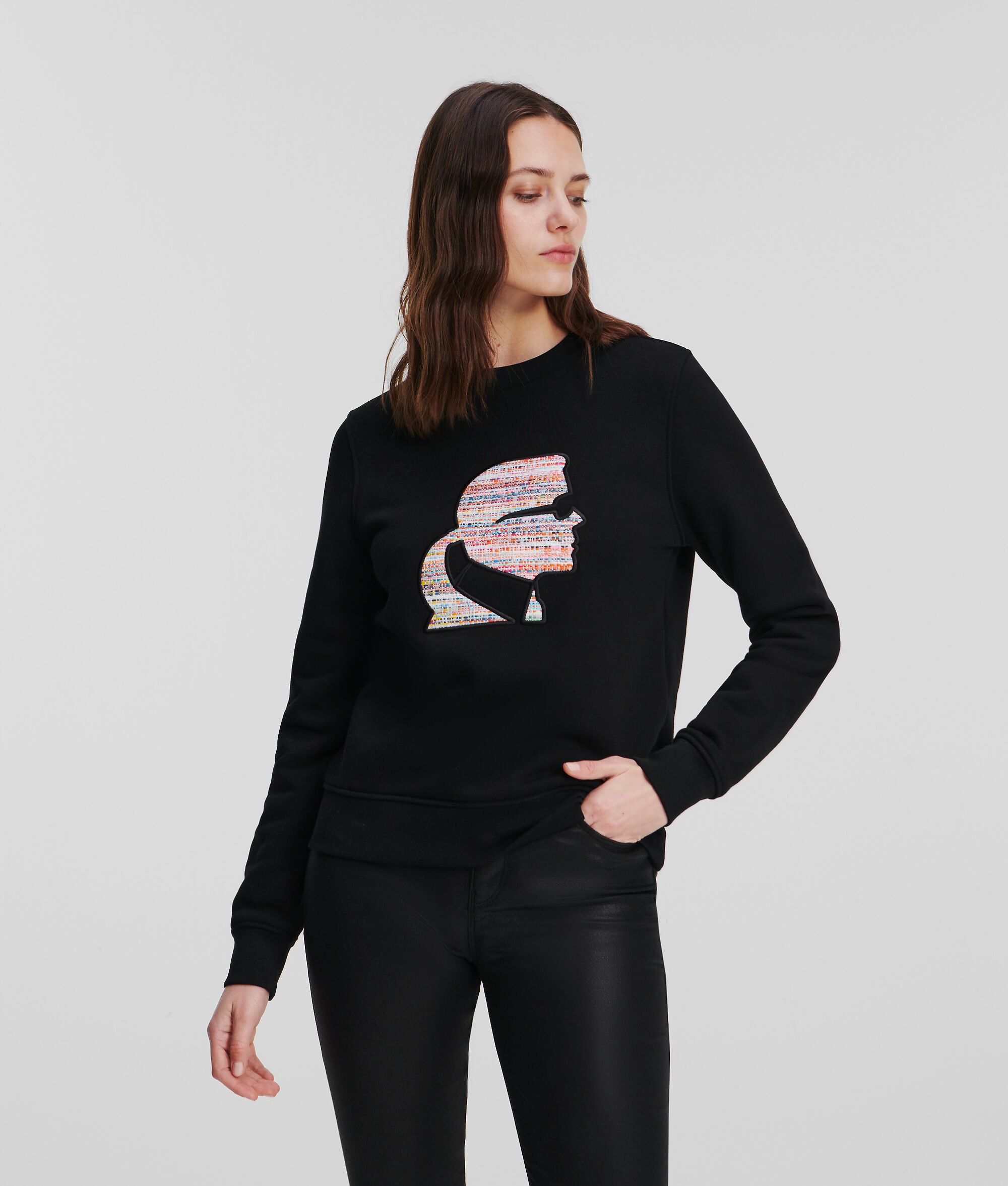SWEAT-SHIRT BOUCLÉ AVEC MOTIF PROFIL KARL