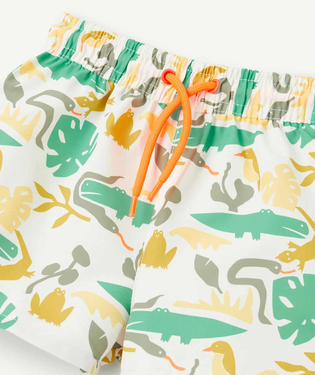 SHORT DE BAIN BÉBÉ GARÇON EN FIBRES RECYCLÉES BLANC IMPRIMÉ JUNGLE