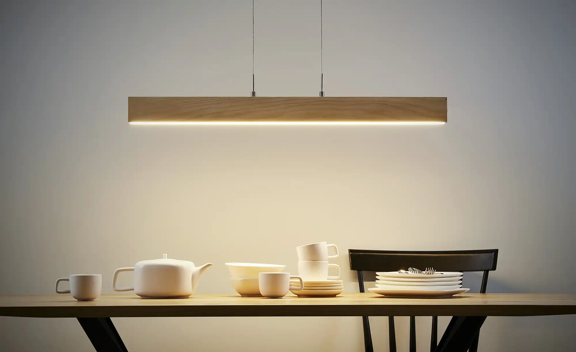 KHG LED-Holz-Pendelleuchte, 1-flammig mit Dimmer