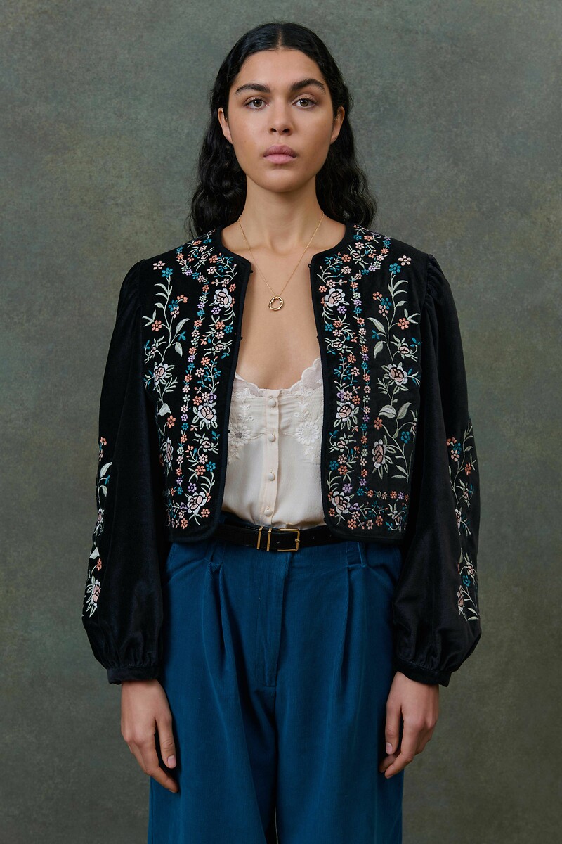 LOUISE MISHA<br>Jaqueta de veludo bordada, DURAS