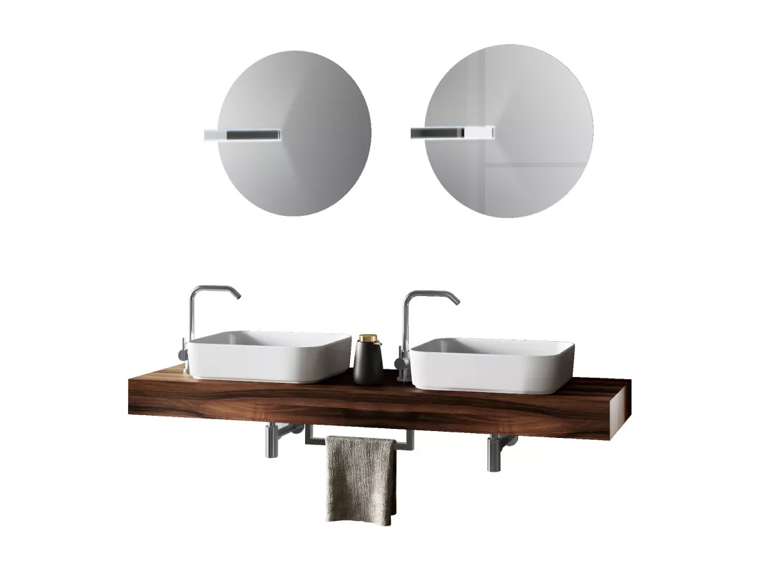 Ensemble de salle de bain double vasque ASTRA noyer