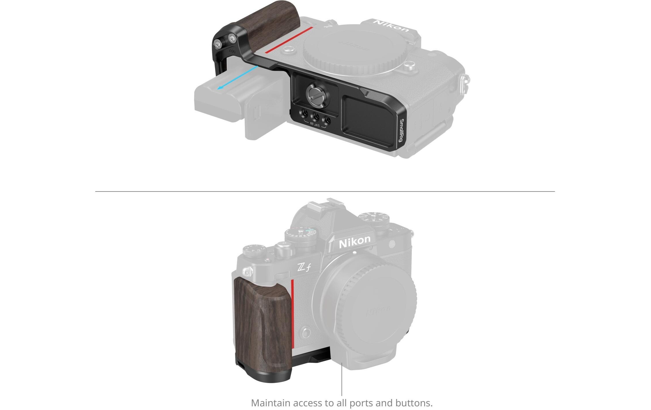 L-Winkel Mount Plate with Wooden HandleErgonomische Halterung mit Holzgriff für Z f-Serie