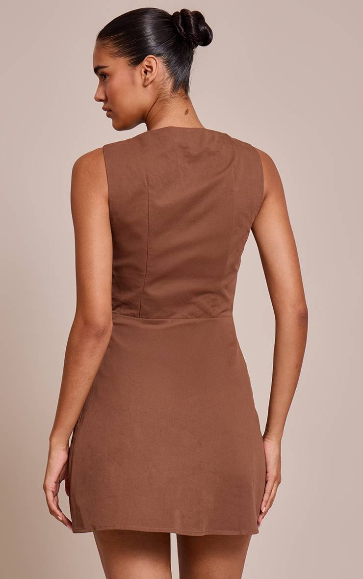 Chocolat Robe Moulante Sans Manches En Tissu Tissé À Col Bateau