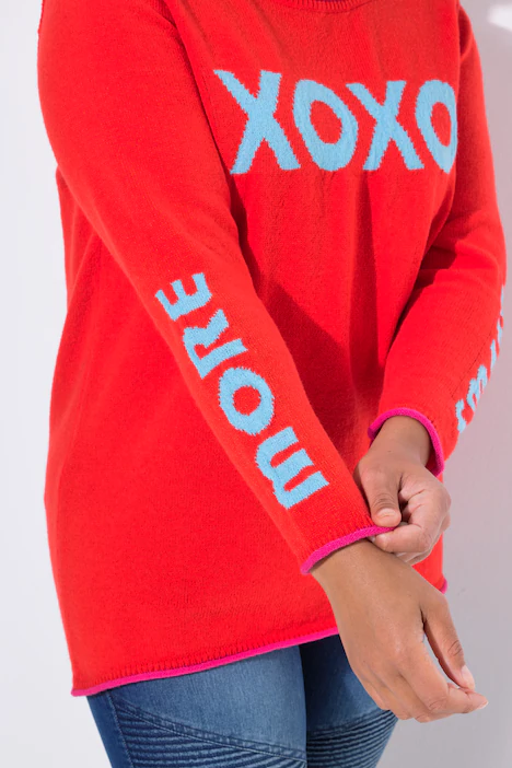 Pullover, Straight Fit, Statement, offenkantig, neon rot
