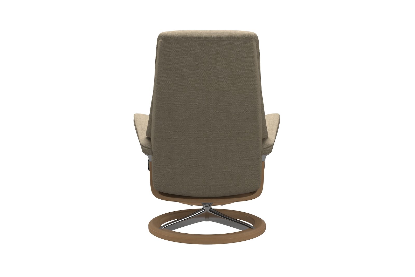 View (M) lenestol med krakk Tekstil Peony Beige - Signature Chrome - Eik