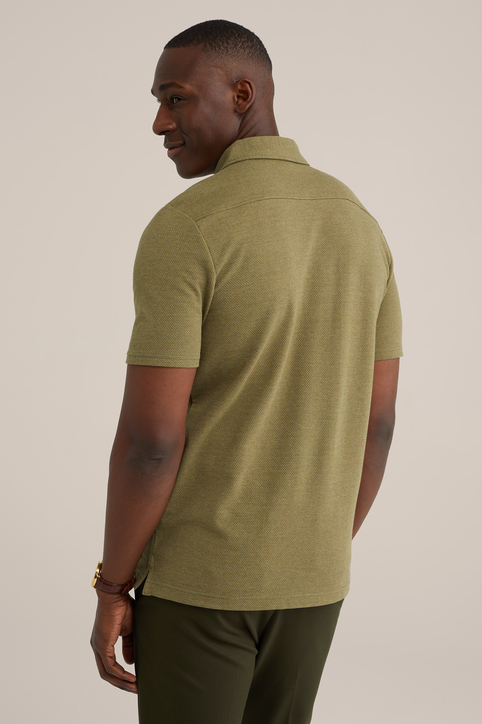 polo met structuur WE Fashion Olijfgroen