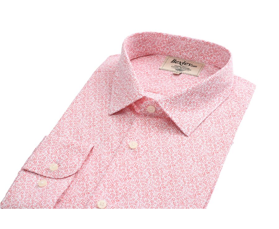 Chemise blanche imprimée motifs rouges - Col français - MARIUS